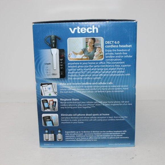 VTech DS6771-3 Two Handset Connect To Cell Answering System w/ Cordless Headset - Picture 3 of 7